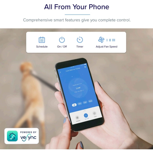 Purificateur d'air de Levoit pour chambre à coucher, Fonctionne avec Alexa, Purificateur d'air intelligent Wi-Fi Quiet pour allergies fumeurs animaux