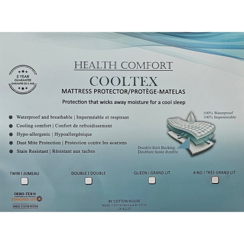 Cotton House - CoolTex Mattress Protector, 100% Waterproof, Hypoallergenic, Queen Size