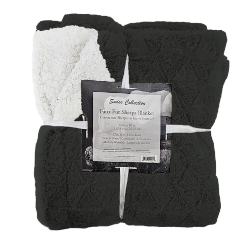 Cotton House - Ultra-Soft Faux Fur Sherpa Blanket, Twin Size, Dark Grey