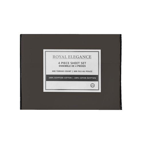 Cotton House - 100% Egyptian Cotton Sheet Set, 600 Thread Count, King Size, Dark Grey