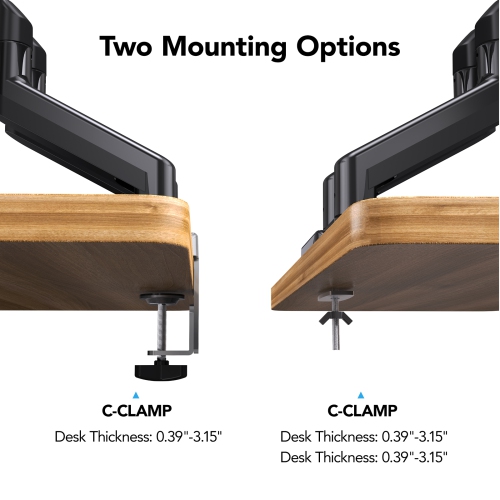 Support articulé de HUANUO pour 2 moniteurs de 13 à 27 po avec bras à ressort à gaz pour un ajustement sans effort.