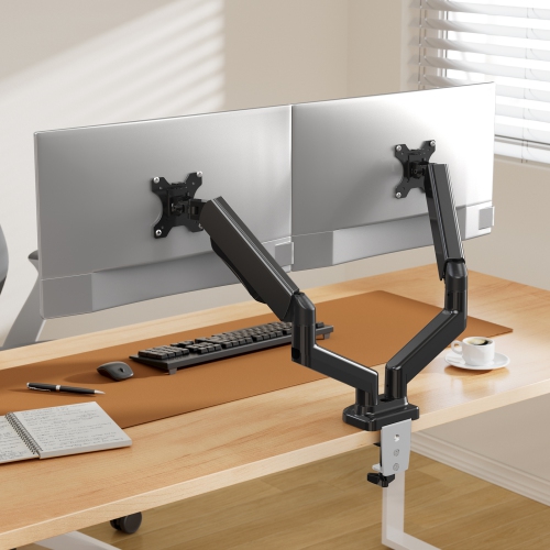 Support articulé de HUANUO pour 2 moniteurs de 13 à 27 po avec bras à ressort à gaz pour un ajustement sans effort.