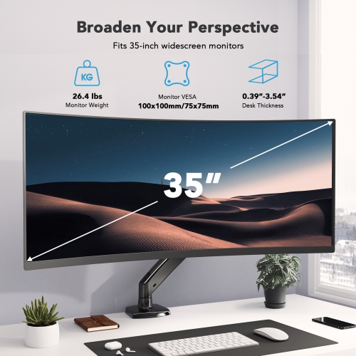 Bras de moniteur à ressort à gaz de qualité supérieure HUANUO avec support de bureau entièrement ajustable convenant aux écrans de 22-35 po