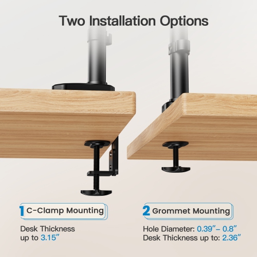 Support pour trois moniteurs de HUANUO, support à ressort à gaz réglable pour écrans de 17 à 32&nbsp;po, support de bureau pour ordinateur Expédition