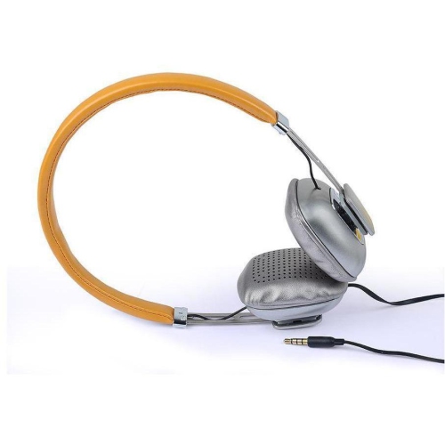 [5 Pack] Stereo Headphone Steel With Mic Yellow/Silver