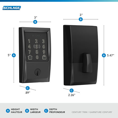 Schlage Encode Plus Smart WiFi Deadbolt Smart Lock - Matte Black
