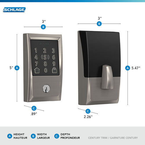 Schlage Encode Plus Smart WiFi Deadbolt Smart Lock - Satin Nickel