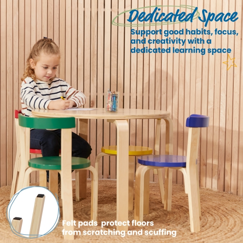 Bentwood Table and Curved Back Chair Set,&nbsp;Premium Kids Wooden Furniture - Natural