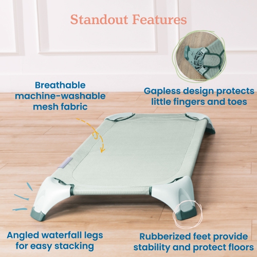 Stackable Cozy Cot with Blanket and Pillow Storage, Ready to Assemble, 6-Pack - Sage Green