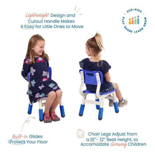 Adjustable Height Plastic Classroom Chairs, 2-Pack
