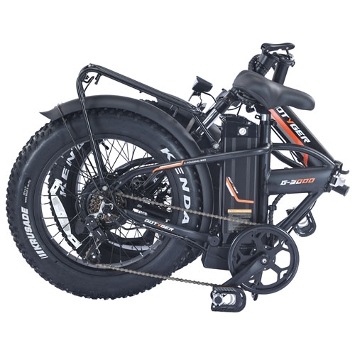 Vélo de promenade électrique repliable à gros pneus PowerPath de GoTyger - Noir