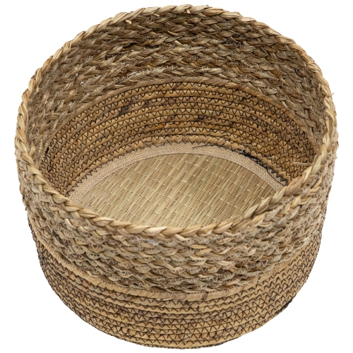 Set of 3 Braid and Twist Woven Seagrass Storage Baskets 9.75"