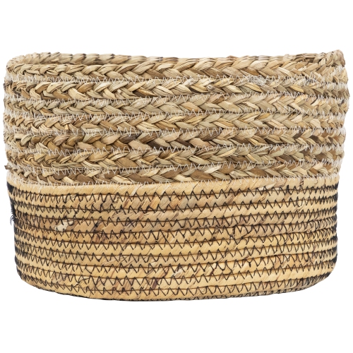Set of 3 Braid and Twist Woven Seagrass Storage Baskets 9.75"