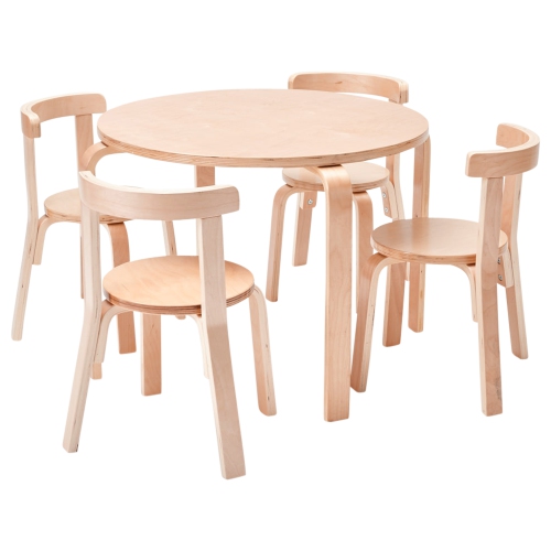 Bentwood Table and Curved Back Chair Set,&nbsp;Premium Kids Wooden Furniture - Natural