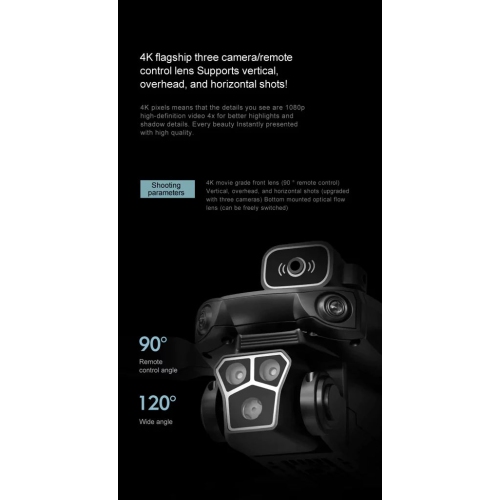 Mini drone M1S de Skypix avec caméra 4K; drones à vue verticale pour adultes; quadricoptère téléguidé Wi-Fi à pilotage en immersion avec