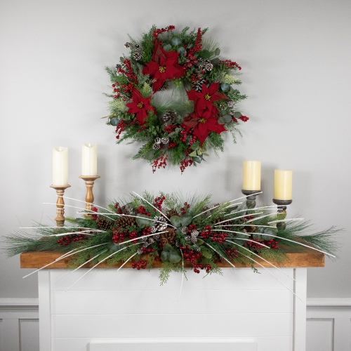 Real Touch™ Berries and Birch Twigs Artificial Pine Christmas Swag - 62" - Unlit
