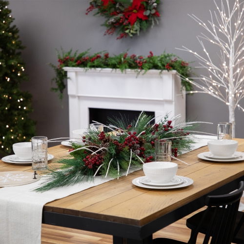 Real Touch™ Berries and Birch Twigs Artificial Pine Christmas Swag - 62" - Unlit