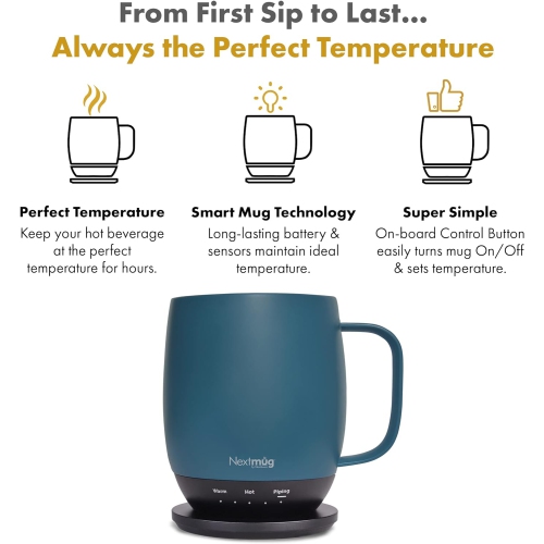 Tasse à café à température contrôlée et à chauffage automatique de Nextmug (Bleu ardoise)