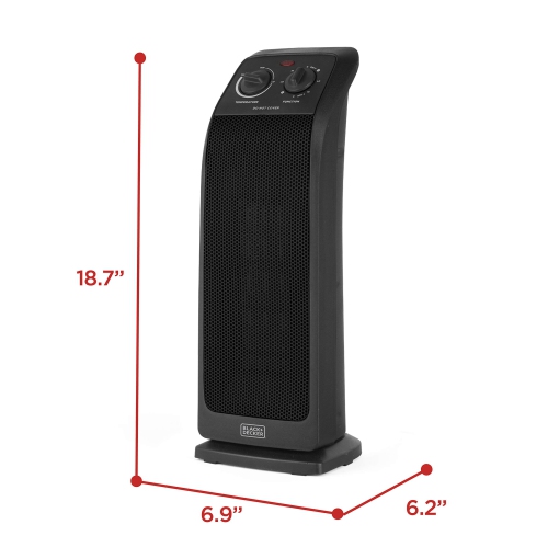 BLACK+DECKER Ceramic Tower Heater, Black