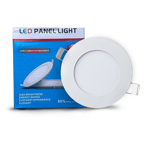 PLR4W90  Ultra Thin Round Panel Light 6 Inch, Cct 6000K Cool Color (6 Pack) In White