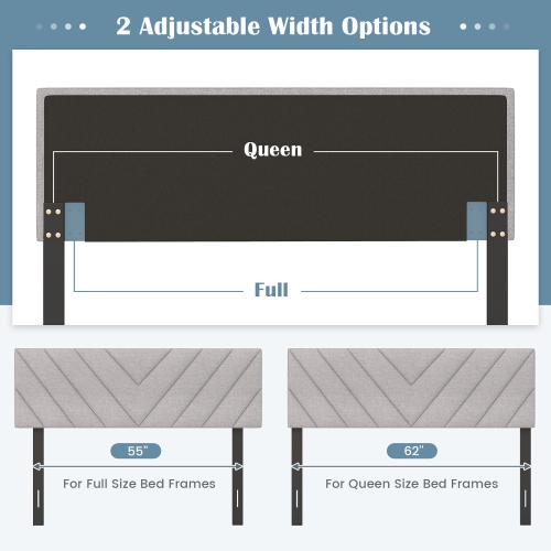 Gymax Linen Fabric Upholstered Headboard Rectangular Headboard w/ Solid Wood Legs