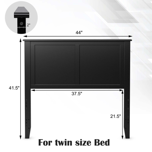Gymax Twin Wood Headboard Flat Panel Pre-drilled Holes Height Adjustment