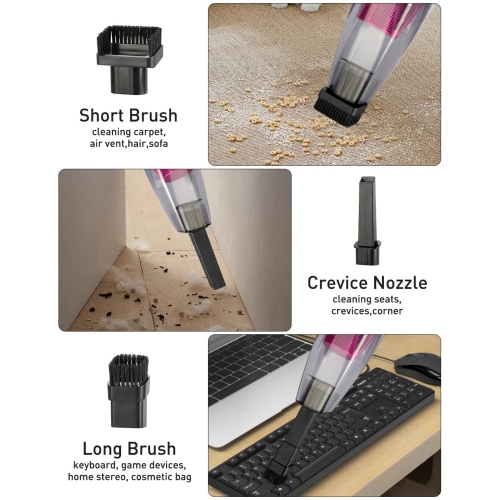 Car Cleaner Cordless High Suction Rechargeable Mini Hand Held Vaccine with LED Light, 9000PA, 25min Runtime, 3H Quick Charge, Small Vac for Home Pet