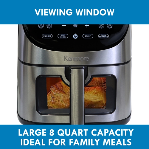 Kenmore 8 Qt Digital Air Fryer, 12 Cooking Presets, Stainless Steel