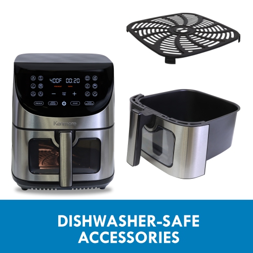 Kenmore 8 Qt Digital Air Fryer, 12 Cooking Presets, Stainless Steel