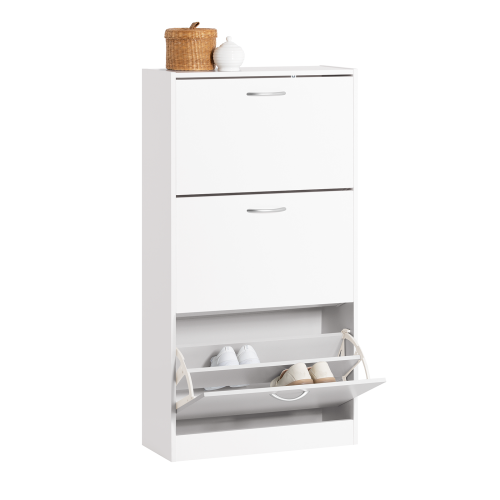 SoBuy FSR110-W Shoe Cabinet with 3 Flip Drawers Freestanding Shoe Rack,Shoe StorageCupboard Organizer Unit