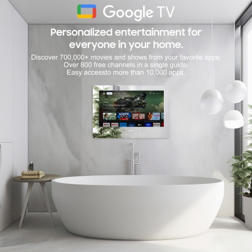 SYLVOX Bathroom TV, 32" Smart Mirror TV, Newest Google TV Support WiFi Bluetooth Google Assistant, 1080P HD TV, IP65 Waterproof TV for Bathroom