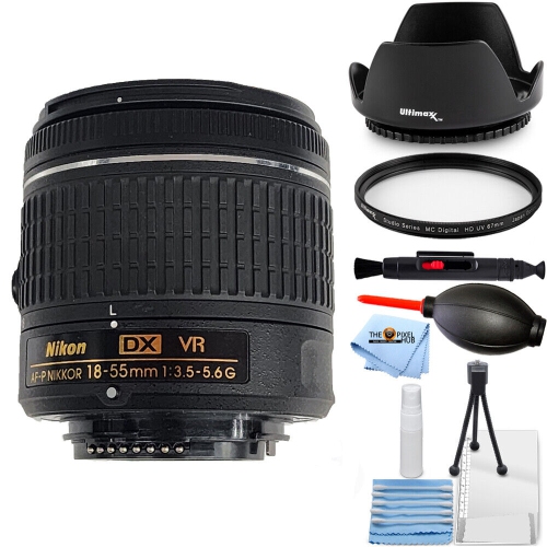 NIKON  Af-P Dx Nikkor 18-55MM F/3.5-5.6G Vr Lens Uv Bundle - New In Box In White