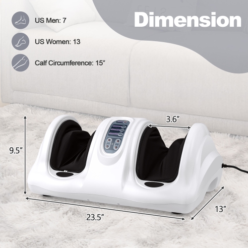 Gymax Rolling Foot Massager Shiatsu Foot Massage Machine w/ Remote Control White