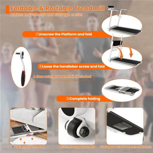 Gymax 3HP Walking Running Jogging Exercise Machine APP Control Folding Treadmill Silver