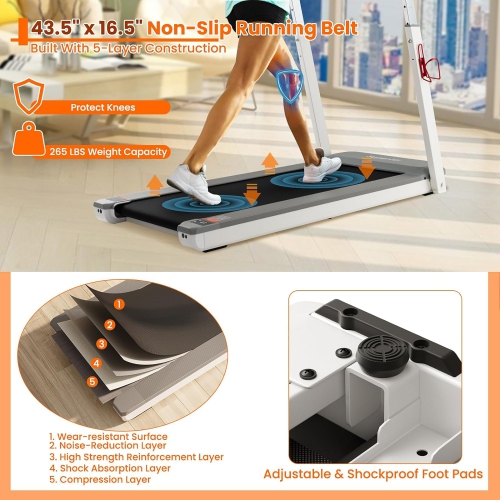 Gymax 3HP Walking Running Jogging Exercise Machine APP Control Folding Treadmill Silver