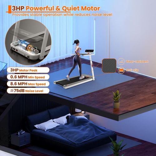 Gymax 3HP Walking Running Jogging Exercise Machine APP Control Folding Treadmill Silver