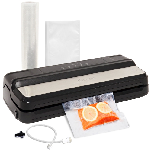 Kenmore Vacuum Sealer Machine, One-Touch Automatic Food Sealer, 7 Preset Modes, Bottle Stopper, 16 Ft Bag Roll & 10 Bags, Black