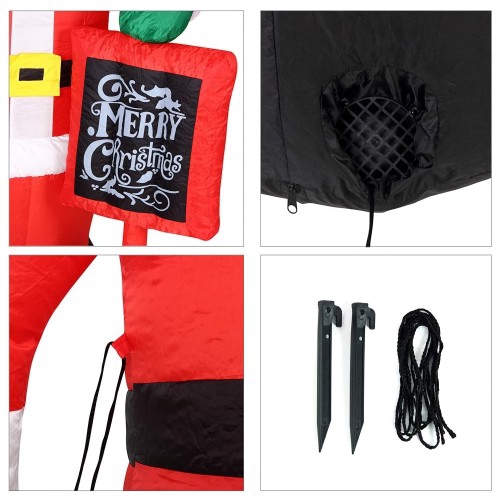 Père Noël gonflable 1,8 M, décoration de Noël de patio avec lumières à DEL intégrées pour l'intérieur, l'extérieur, la pelouse, décorations de