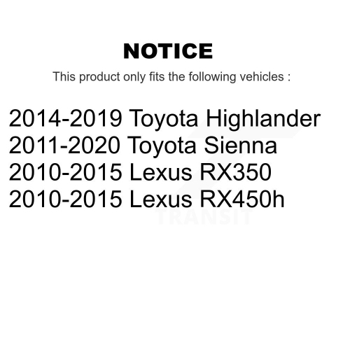 Paire de disques de frein arrière pour Toyota Sienna Highlander Lexus RX350 de 450&nbsp;h K8-100898