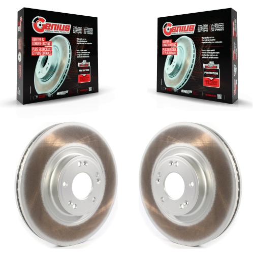 Front Coated Disc Brake Rotors Pair For Hyundai Genesis KG-101323