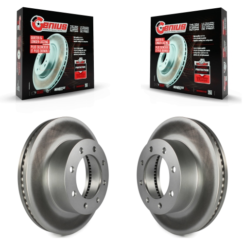 GENIUS  Front Coated Disc Brake Rotors Pair for Ford F-350 Super Duty F-250 F-450 Kg-100106