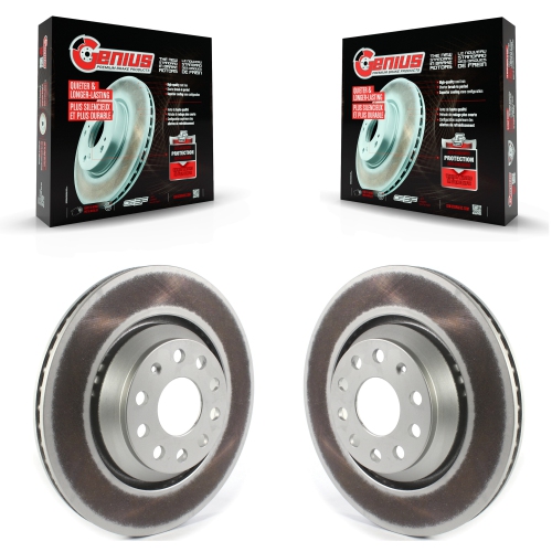 GENIUS  Rear Coated Brake Rotor Pair for Volkswagen Atlas Audi Q3 Gti Cross Sport Golf R Passat Cc Kg-101360