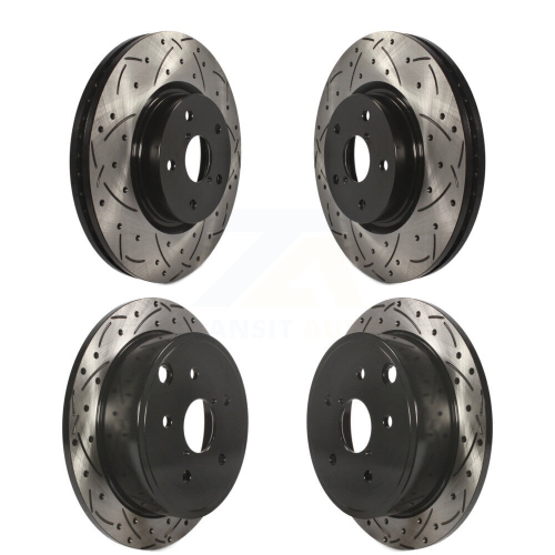 Front Rear Coated Drilled Slotted Disc Brake Rotors Kit for Subaru WRX KD-100277