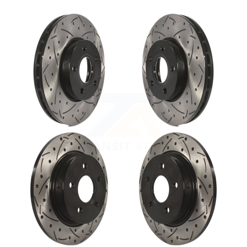 Front Rear Coated Drilled Slotted Disc Brake Rotors Kit for Ford Focus KD-100229