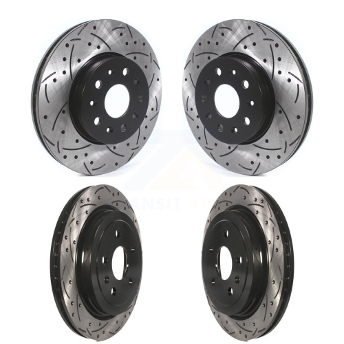 Front Rear Coated Drilled Slotted Disc Brake Rotors Kit for Cadillac CTS KD-100368