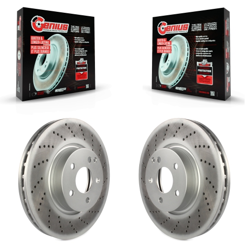 GENIUS  Front Coated Disc Brake Rotors Pair for Mercedes-Benz C300 E350 C350 E400 E250 E300 Slc300 Kg-100321