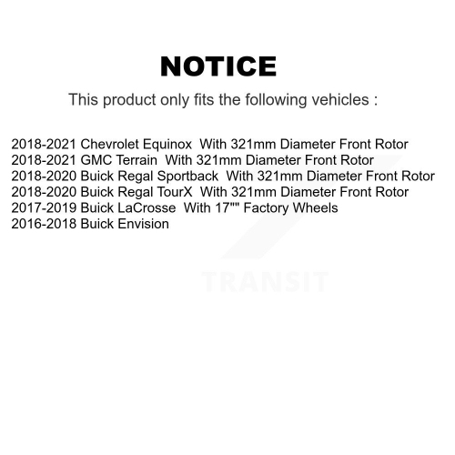 Front Brake Rotors Pair For Chevrolet Equinox GMC Terrain Buick Envision LaCrosse Regal K8-101744