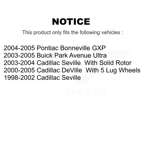 Rear Brake Rotors Pair For Cadillac DeVille Seville Pontiac Bonneville Buick Park Avenue K8-100569
