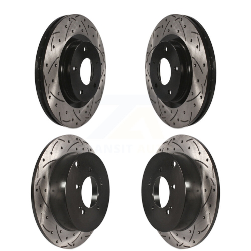 Front Rear Coated Drilled Slotted Disc Brake Rotors Kit for Mitsubishi Outlander KD-100250