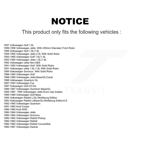 Front Brake Rotor Pair For Volkswagen Jetta Golf Rabbit Convertible Scirocco Fox Audi 4000 K8-100257